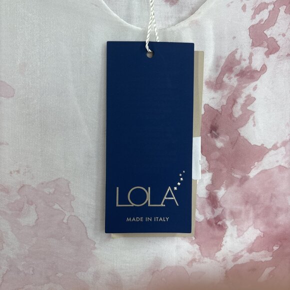 Lola Women's Silk Blend V-Neck 3/4 Sleeve Blouse Crochet Size S White/Rose NWT - Picture 7 of 10